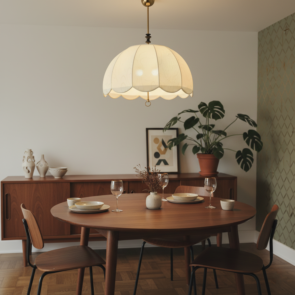 Woven Fabric Shade Drop Fixture 20-Inch Mixed-Material Frame for Table & Island Overhead Lighting