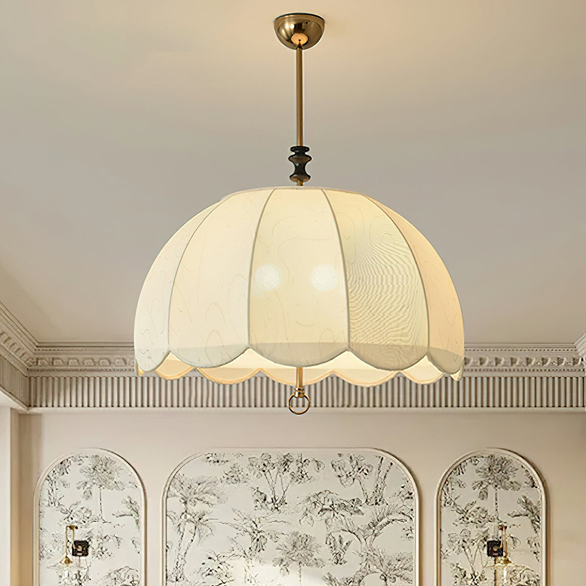 Woven Fabric Shade Drop Fixture 20-Inch Mixed-Material Frame for Table & Island Overhead Lighting