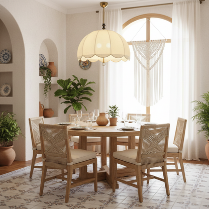 Woven Fabric Shade Drop Fixture 20-Inch Mixed-Material Frame for Table & Island Overhead Lighting