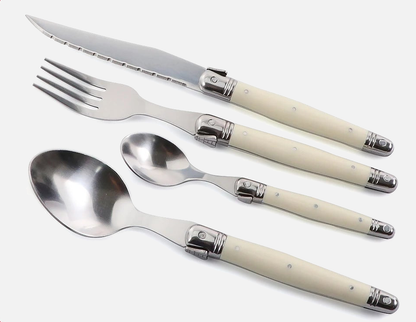 Ivory Laguiole Style Flatware Set – Elegant Stainless Steel Cutlery for Dining