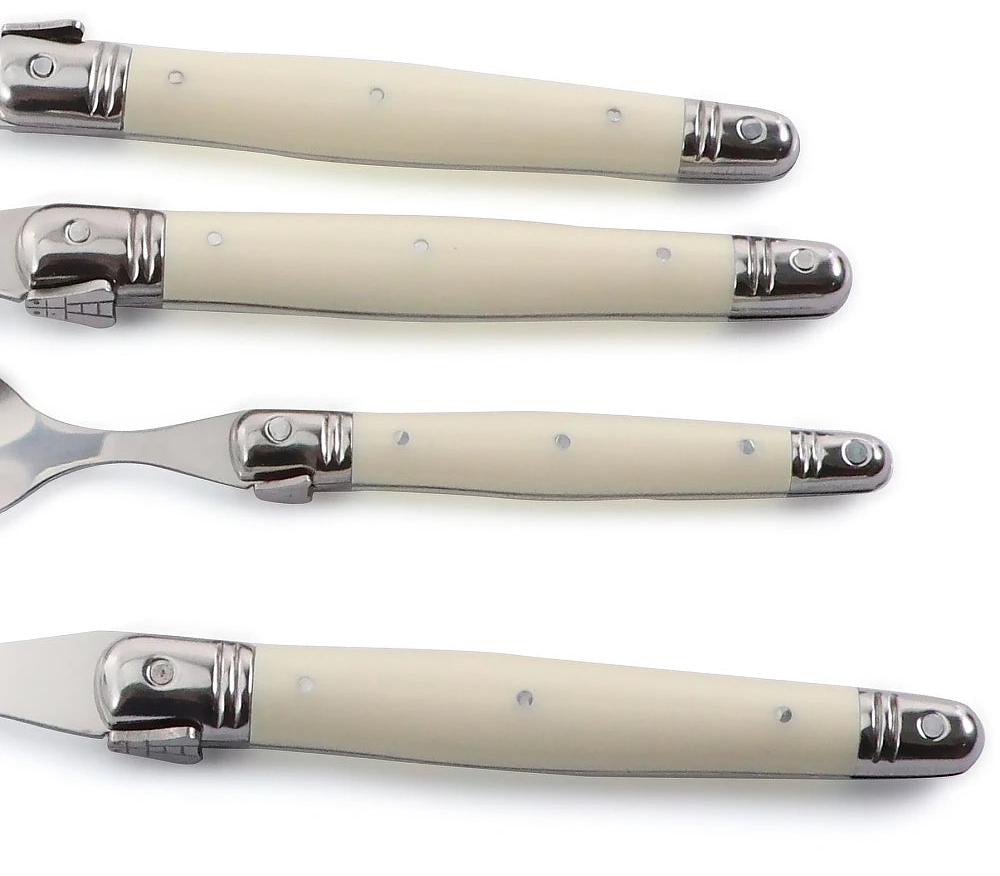 Ivory Laguiole Style Flatware Set – Elegant Stainless Steel Cutlery for Dining