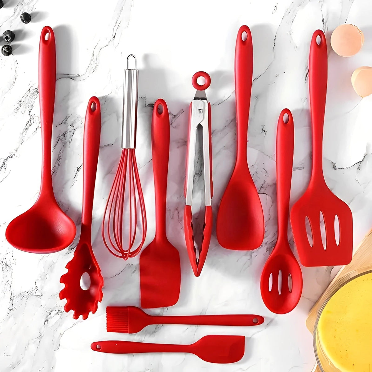 Ivory Silicone Kitchen Utensil Set | Non-Stick & Heat-Resistant | Ergonomic Design for Effortless Cooking