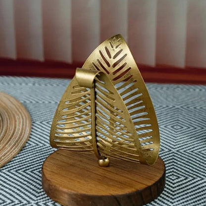 Ivy Tissue Box Holder - Iron Leaf Design, Wooden Base