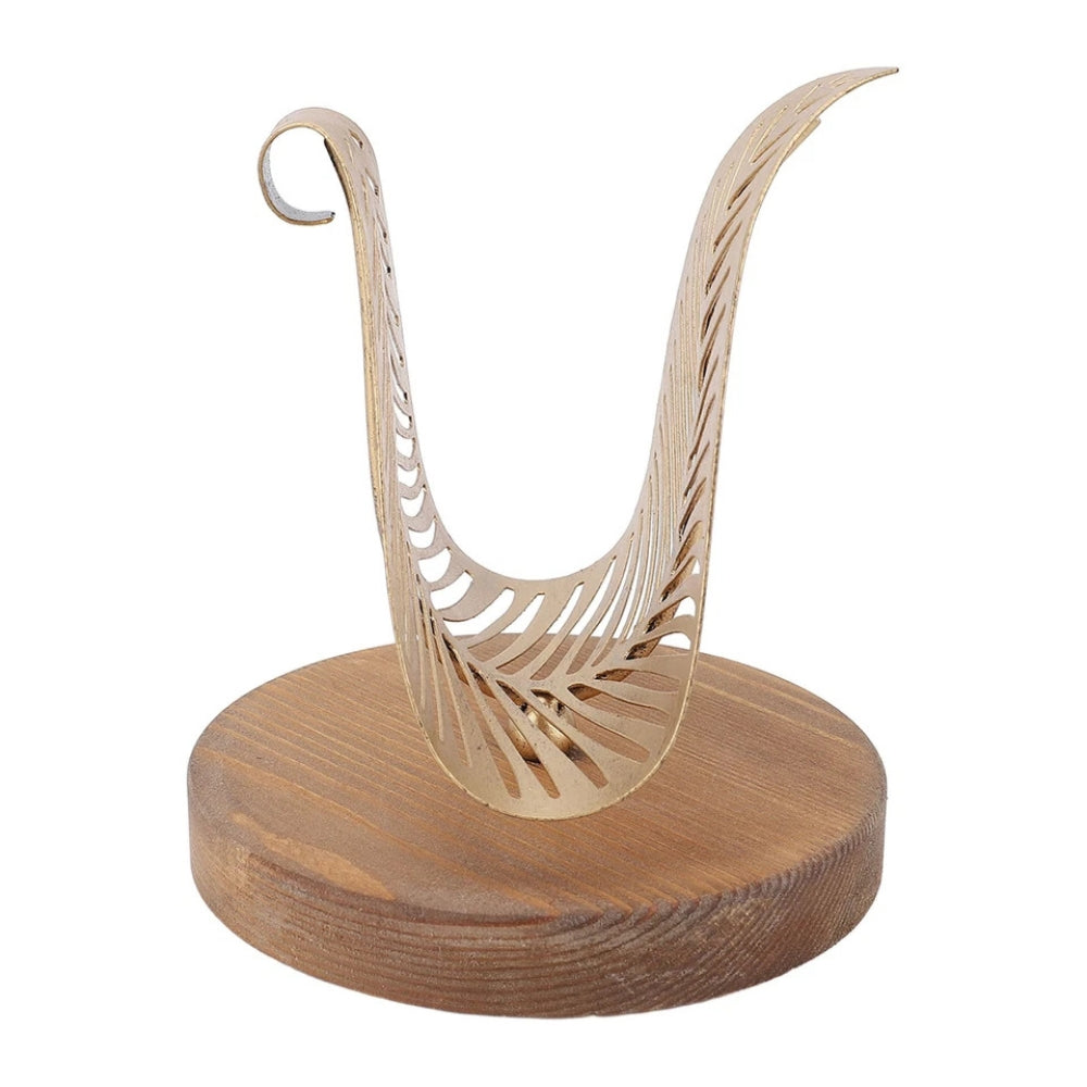 Ivy Tissue Box Holder - Iron Leaf Design, Wooden Base