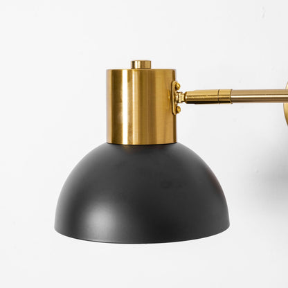 Swing-Arm Reading Sconce with Rotating Shade Metal Plug-In Fixture Black & Gold Finish for Bedroom Living Room Study Nook Task Lighting