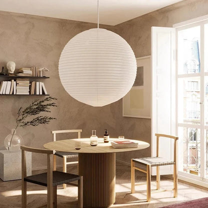 Lámpara colgante Japandi: iluminación elegante de papel de arroz para un ambiente acogedor en la sala de estar y el dormitorio