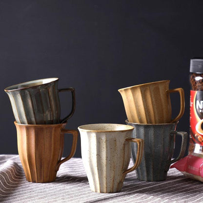 Japanese-Inspired Ceramic Cups and Mugs with Textured Grip – 6 oz Capacity