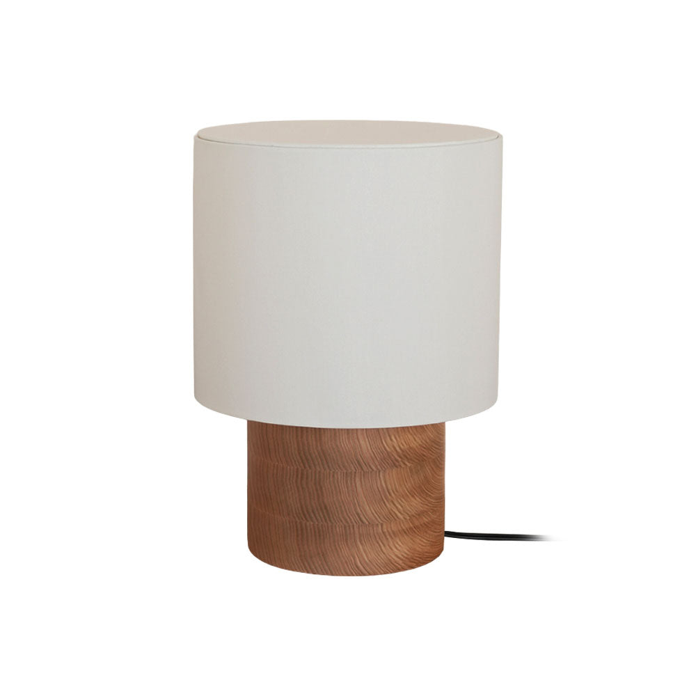 Wooden Bedside Lamp with Linen Shade – 12 Inch Modern Accent Light for Bedroom Nightstand, Living Room End Table, Reading Nook – Warm Glow D