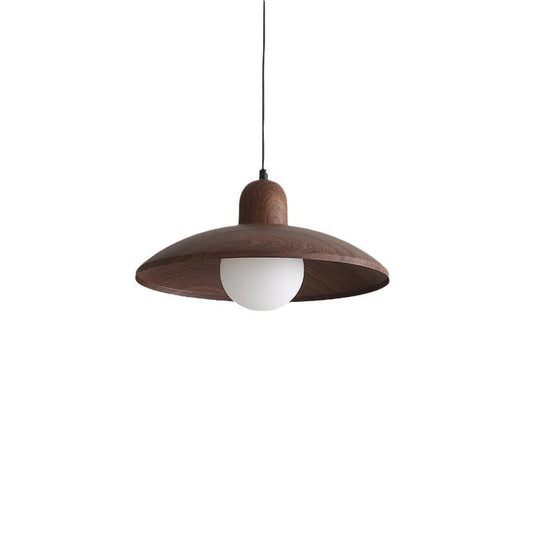 Lámpara colgante de cúpula de madera de 12 pulgadas en nogal para isla de cocina y mesa de comedor, luz minimalista con cable ajustable, casquillo E27, 110V