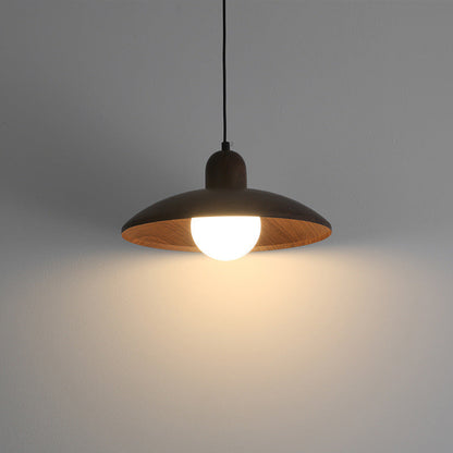 Wood Dome Ceiling Pendant 12 in Walnut Hanging Light for Kitchen Island Dining Table Minimalist Adjustable Cord E27 Socket 110V