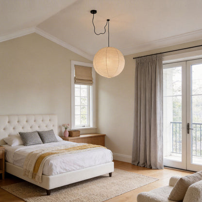 Japanese Minimalist Pendant Light with Adjustable Height – Warm White Ceiling Light