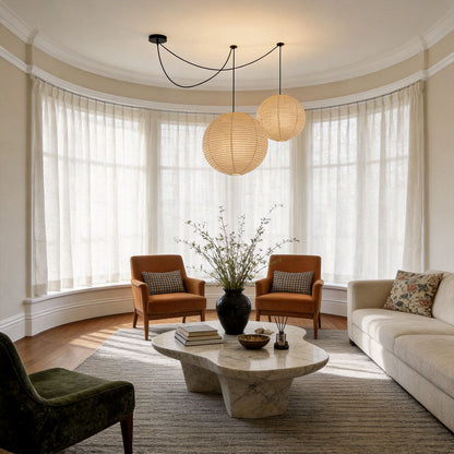 Japanese Minimalist Pendant Light with Adjustable Height – Warm White Ceiling Light