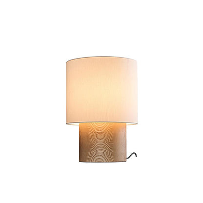 Wooden Bedside Lamp with Linen Shade – 12 Inch Modern Accent Light for Bedroom Nightstand, Living Room End Table, Reading Nook – Warm Glow D