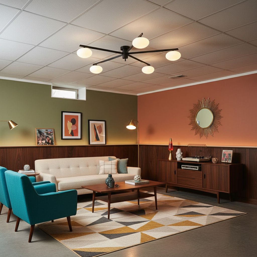 Adjustable Multi-Arm Semi-Flush Mount Light Fixture with Frosted Globes for Dining Room Kitchen Living Room | Black or Brass Frame G9 Socket