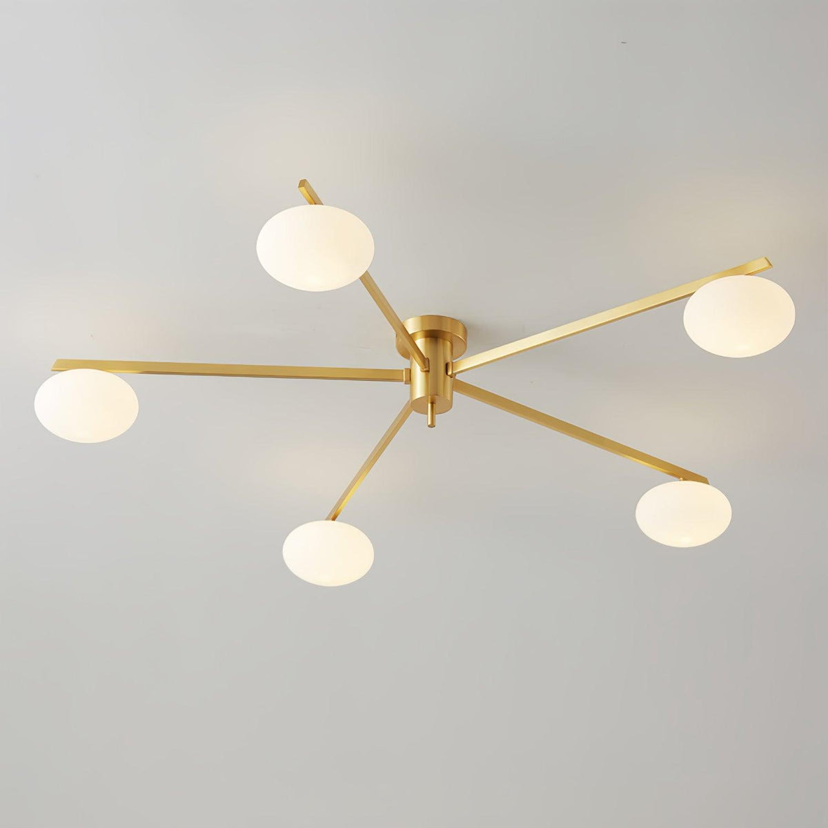 Adjustable Multi-Arm Semi-Flush Mount Light Fixture with Frosted Globes for Dining Room Kitchen Living Room | Black or Brass Frame G9 Socket