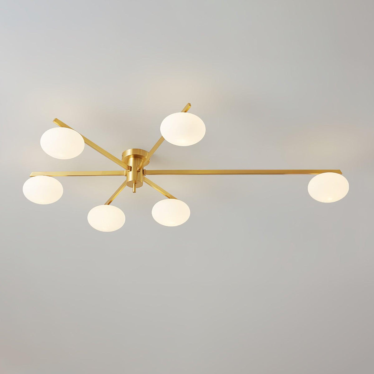 Adjustable Multi-Arm Semi-Flush Mount Light Fixture with Frosted Globes for Dining Room Kitchen Living Room | Black or Brass Frame G9 Socket