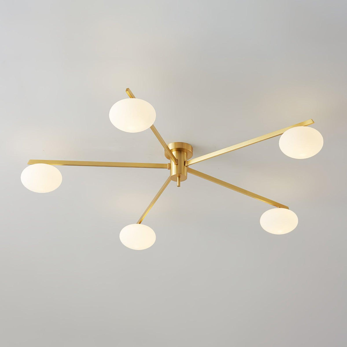 Adjustable Multi-Arm Semi-Flush Mount Light Fixture with Frosted Globes for Dining Room Kitchen Living Room | Black or Brass Frame G9 Socket