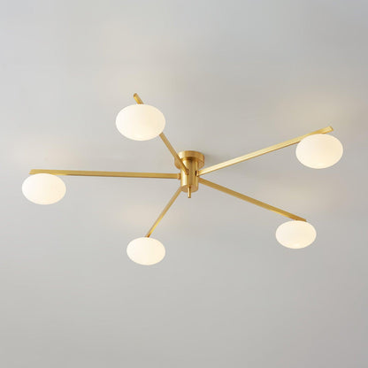 Adjustable Multi-Arm Semi-Flush Mount Light Fixture with Frosted Globes for Dining Room Kitchen Living Room | Black or Brass Frame G9 Socket
