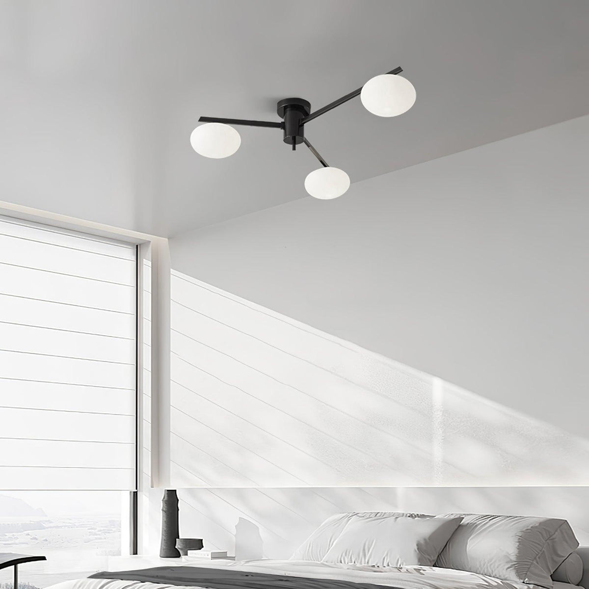 Adjustable Multi-Arm Semi-Flush Mount Light Fixture with Frosted Globes for Dining Room Kitchen Living Room | Black or Brass Frame G9 Socket