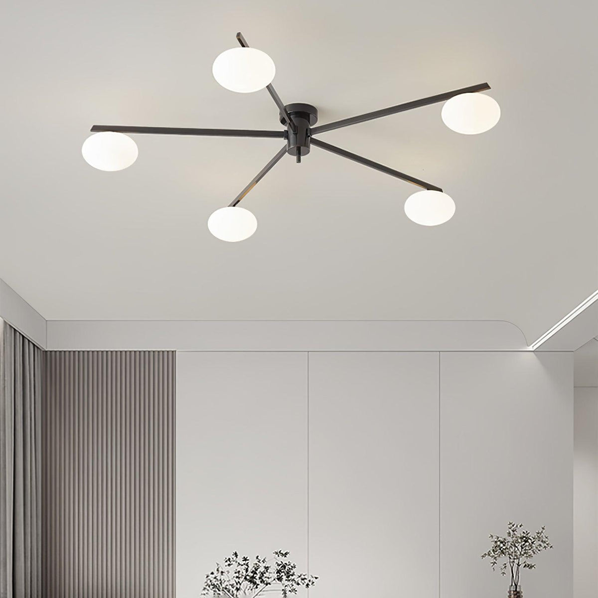 Adjustable Multi-Arm Semi-Flush Mount Light Fixture with Frosted Globes for Dining Room Kitchen Living Room | Black or Brass Frame G9 Socket