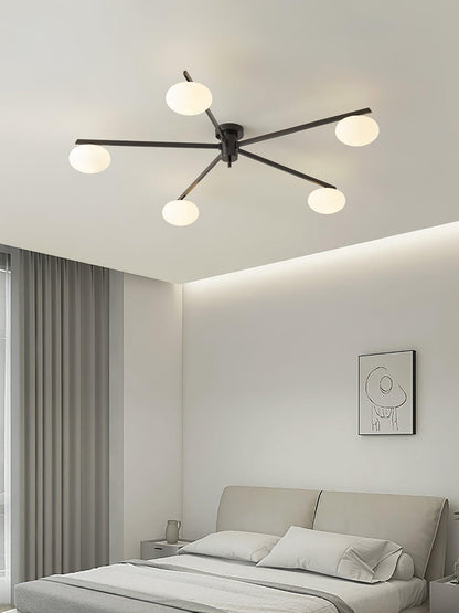 Adjustable Multi-Arm Semi-Flush Mount Light Fixture with Frosted Globes for Dining Room Kitchen Living Room | Black or Brass Frame G9 Socket