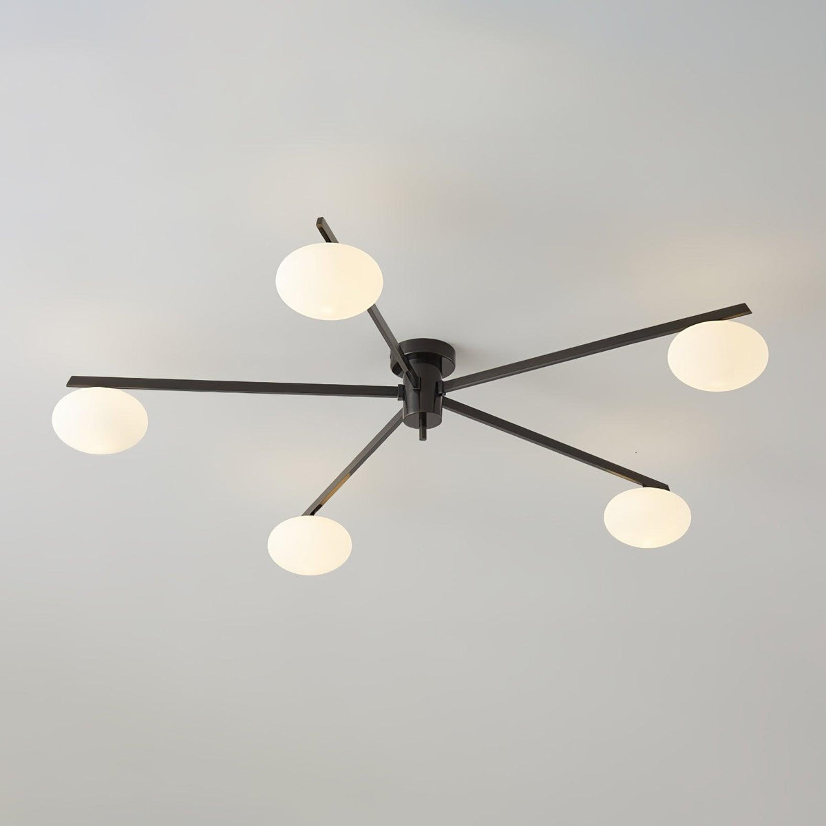 Adjustable Multi-Arm Semi-Flush Mount Light Fixture with Frosted Globes for Dining Room Kitchen Living Room | Black or Brass Frame G9 Socket
