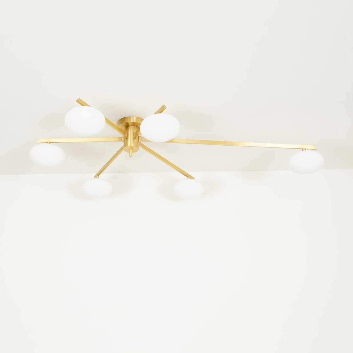 Adjustable Multi-Arm Semi-Flush Mount Light Fixture with Frosted Globes for Dining Room Kitchen Living Room | Black or Brass Frame G9 Socket