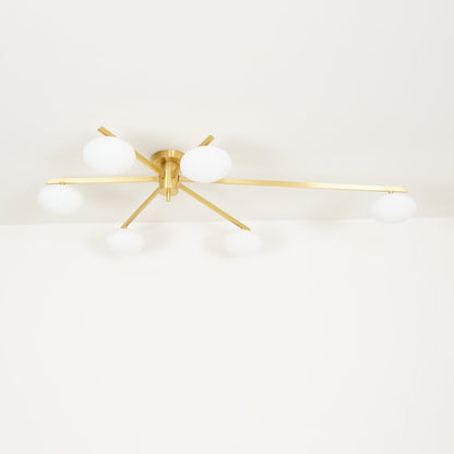 Adjustable Multi-Arm Semi-Flush Mount Light Fixture with Frosted Globes for Dining Room Kitchen Living Room | Black or Brass Frame G9 Socket