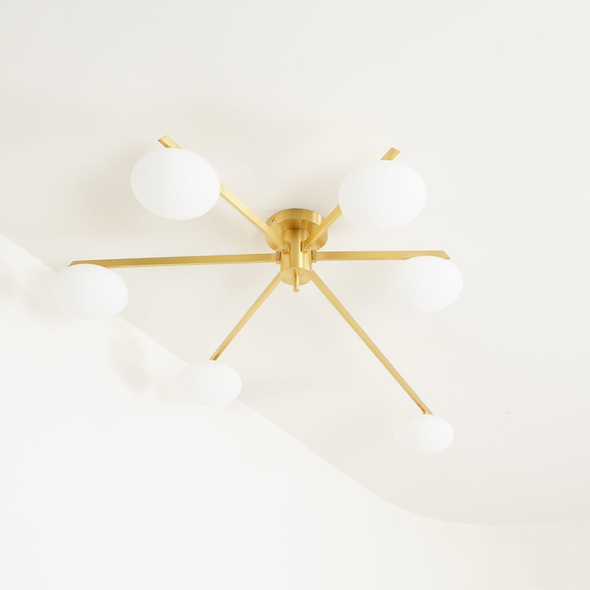 Adjustable Multi-Arm Semi-Flush Mount Light Fixture with Frosted Globes for Dining Room Kitchen Living Room | Black or Brass Frame G9 Socket