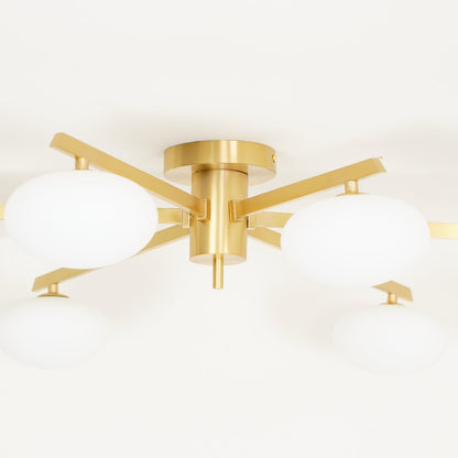 Adjustable Multi-Arm Semi-Flush Mount Light Fixture with Frosted Globes for Dining Room Kitchen Living Room | Black or Brass Frame G9 Socket