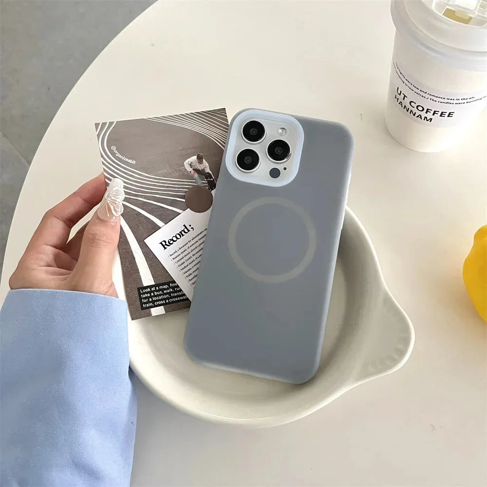 Silicone iPhone Case with Magnetic Ring Stand for 15 16 17 Pro Max
