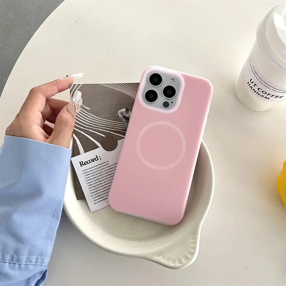 Silicone iPhone Case with Magnetic Ring Stand for 15 16 17 Pro Max