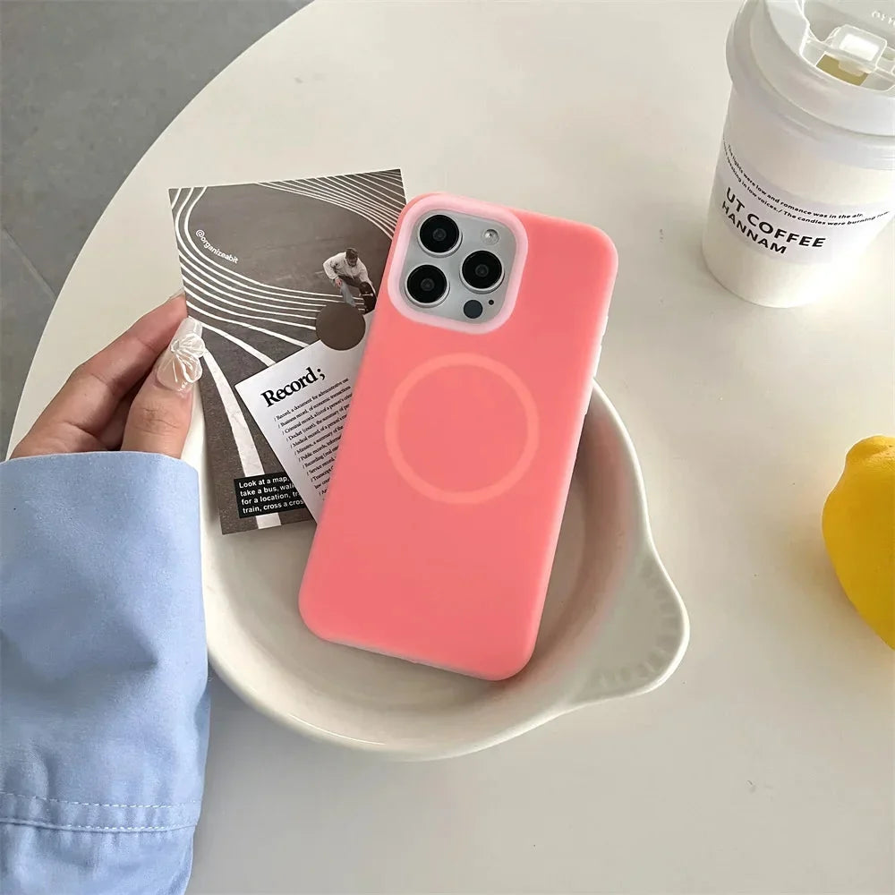 Silicone iPhone Case with Magnetic Ring Stand for 15 16 17 Pro Max