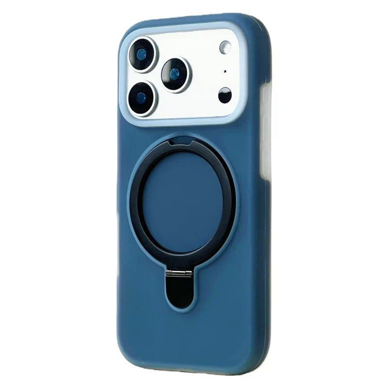 Silicone iPhone Case with Magnetic Ring Stand for 15 16 17 Pro Max