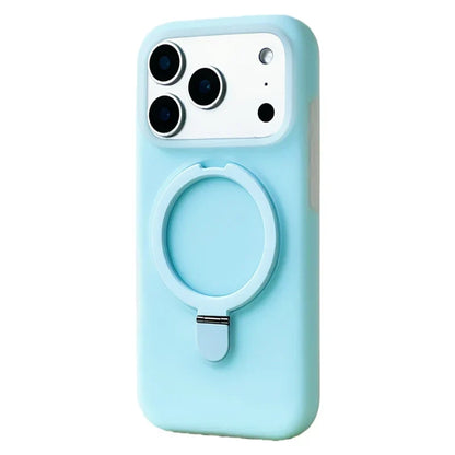 Silicone iPhone Case with Magnetic Ring Stand for 15 16 17 Pro Max