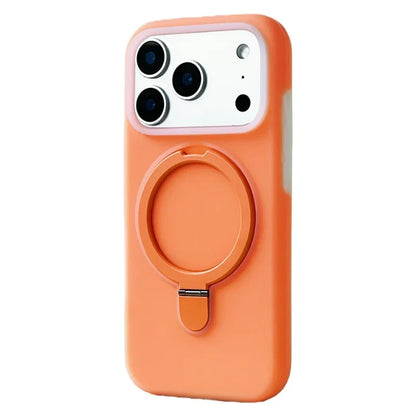 Silicone iPhone Case with Magnetic Ring Stand for 15 16 17 Pro Max