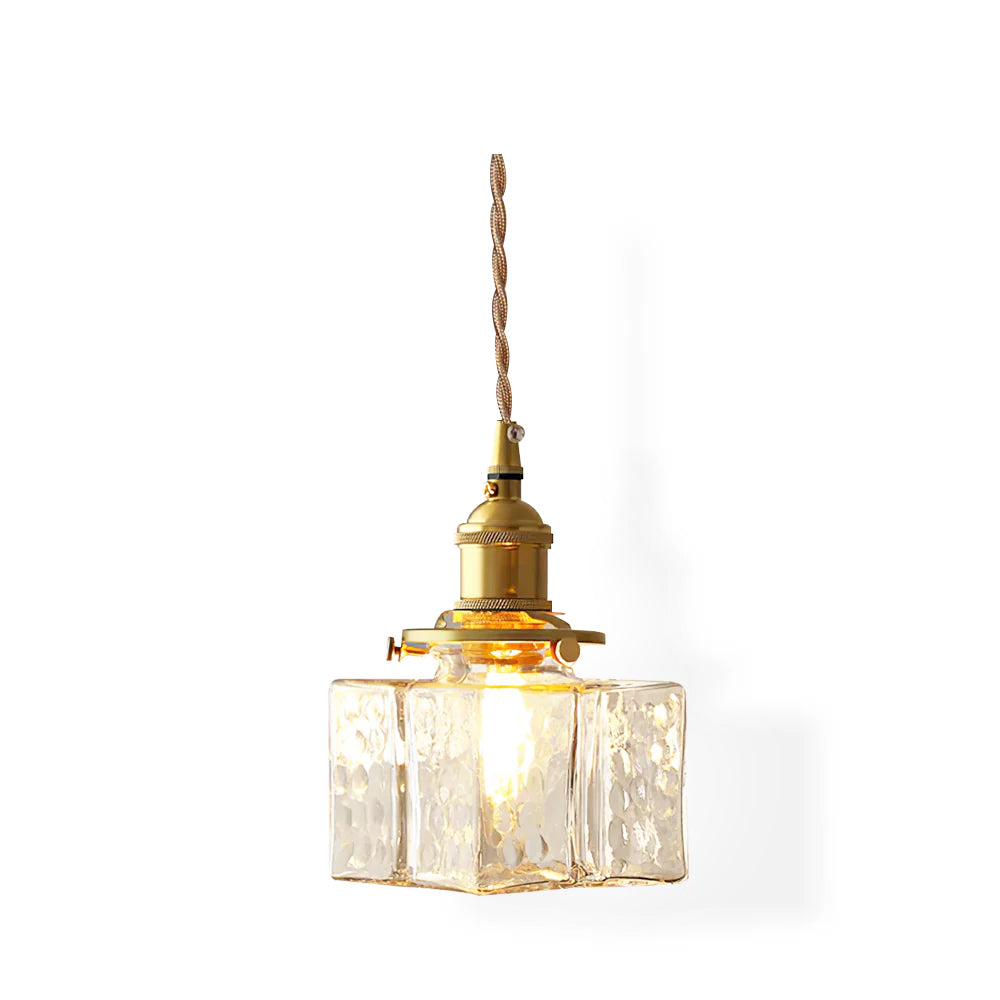 Glass Pendant Light with Brass Accents Adjustable Hanging Fixture for Kitchen Island Dining Room Modern Overhead Lighting E26 Socket