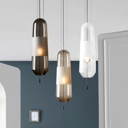 Glass Shade Hanging Light Fixture E14 Socket for Kitchen Island and Dining Room Overhead Lighting 5 Inch Wide 15 Inch Drop Adjustable Wire L