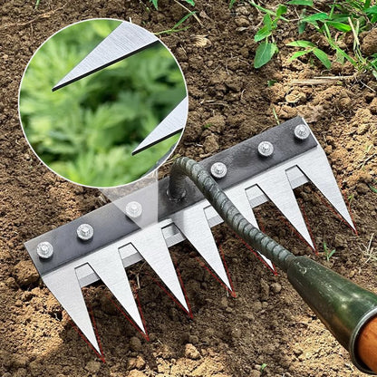 Interchangeable Garden Cultivator Head for Soil Prep & Weeding | Carbon Steel Attachment for Wood Handle, 4 Tine Configurations