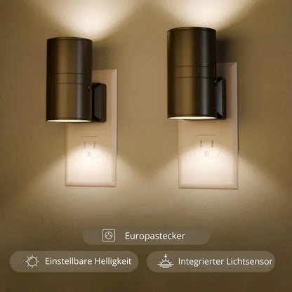 Plug-In Night Light with Dimmable LED & Auto Sensor | Bauhaus-Inspired Wall Accent | Adjustable Brightness for Bedroom, Hallway, Bathroom