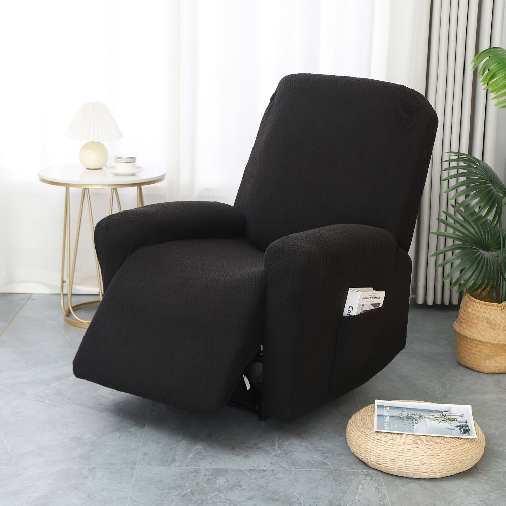 Recliner Chair Cover with Side Pocket, Recliner Chair Slipcover Machine Washable Microfiber, Fitted Recliner Furniture Cover