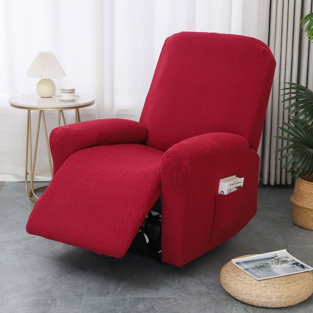 Stretch-Fit Recliner Slipcover with Side Storage Pocket – Furniture Protector for Living Room Lounge Chairs