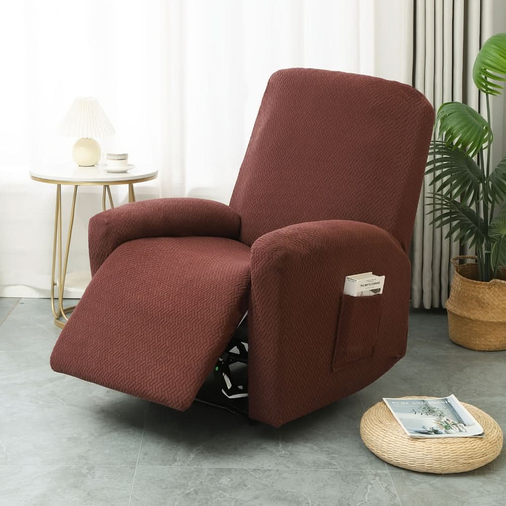 Stretch-Fit Recliner Slipcover with Side Storage Pocket – Furniture Protector for Living Room Lounge Chairs