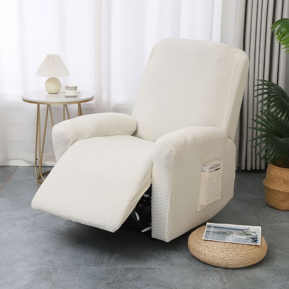Stretch-Fit Recliner Slipcover with Side Storage Pocket – Furniture Protector for Living Room Lounge Chairs