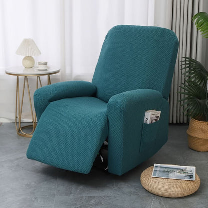 Stretch-Fit Recliner Slipcover with Side Storage Pocket – Furniture Protector for Living Room Lounge Chairs