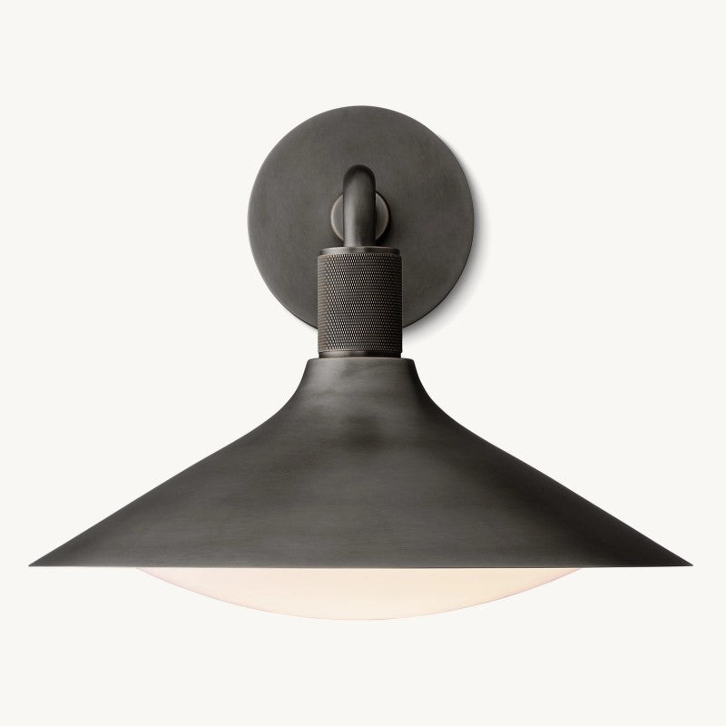 Tapered Wall Sconce with Milk Glass Shade & Solid Brass Construction for Living Room & Bedroom