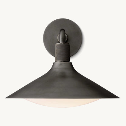 Tapered Wall Sconce with Milk Glass Shade & Solid Brass Construction for Living Room & Bedroom