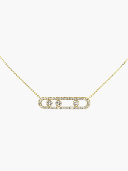 Dancing Diamond Pendant Necklace Adjustable Chain 16-18 Inches Gold Silver Rose Gold Plated Steel Delicate Everyday Jewelry for Women