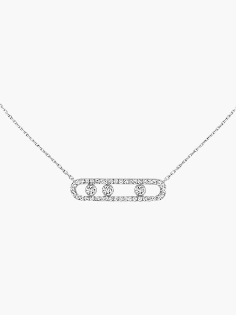 Dancing Diamond Pendant Necklace Adjustable Chain 16-18 Inches Gold Silver Rose Gold Plated Steel Delicate Everyday Jewelry for Women
