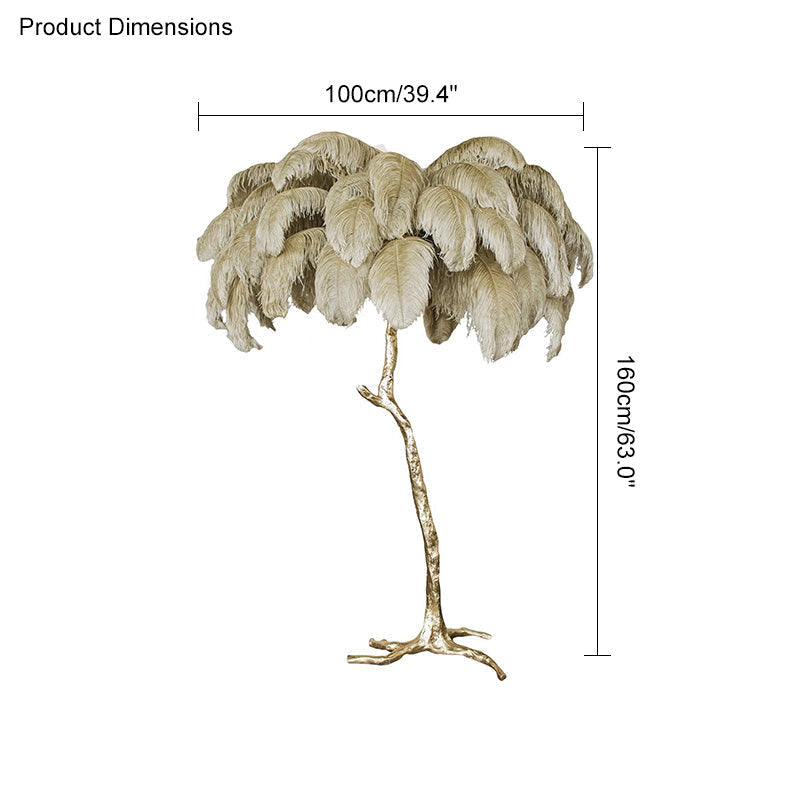Tropical Feather Standing Lamp 63 in Tall Palm Tree Style Ambient Floor Light for Bedroom Living Room Decorative Accent Lighting